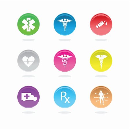 Medical icons in color circles on white background. Stockbilder - Microstock & Abonnement, Bildnummer: 400-06358881