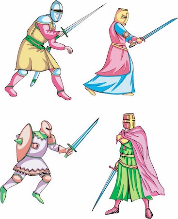 simsearch:400-07101892,k - Medieval knights. Set of color vector illustrations. Stock Photo - Budget Royalty-Free & Subscription, Code: 400-06359038