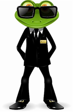 frog graphics - frog security guard in a black suit Foto de stock - Super Valor sin royalties y Suscripción, Código: 400-06359086