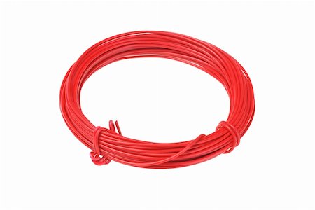 simsearch:400-06392816,k - Roll of Red Wire on White Background Foto de stock - Royalty-Free Super Valor e Assinatura, Número: 400-06359370