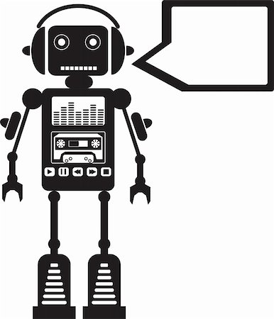 Music Robot with Media Buttons on it and Callout Fotografie stock - Microstock e Abbonamento, Codice: 400-06359447