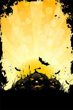 simsearch:400-05692673,k - Grungy Halloween Background with Pumpkins, Bats and Full Moon Stockbilder - Microstock & Abonnement, Bildnummer: 400-06359490