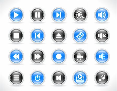 Set of media buttons. Vector. Stock Photo - Budget Royalty-Free & Subscription, Code: 400-06364181