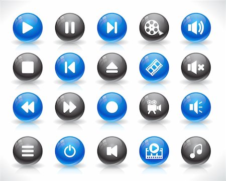 pause button - Set of media buttons. Vector. Stock Photo - Budget Royalty-Free & Subscription, Code: 400-06364182