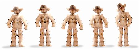 Cowboy boxmen characters on white Stock Photo - Budget Royalty-Free & Subscription, Code: 400-06364355