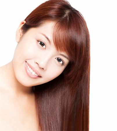 Close up portrait of beautiful asian woman's face and hair Stock Photo - Budget Royalty-Free & Subscription, Code: 400-06365156