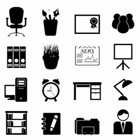 Office furniture and tools icon set Stock Photo - Budget Royalty-Free & Subscription, Code: 400-06365205