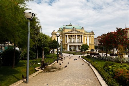 Kasalisni Park and Theater Building with Pillars in Rijeka, Croatia Stock Photo - Budget Royalty-Free & Subscription, Code: 400-06365422