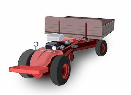 Drawing of an old red tractor over a     white background. Stock Photo - Budget Royalty-Free & Subscription, Code: 400-06365509