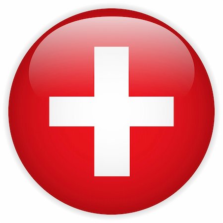 simsearch:400-06365583,k - Vector - Switzerland Flag Glossy Button Stock Photo - Budget Royalty-Free & Subscription, Code: 400-06365589