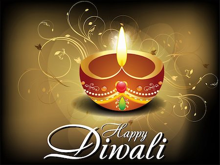 divine lamp light - abstract diwali card with floral vector illustration Stock Photo - Budget Royalty-Free & Subscription, Code: 400-06365605
