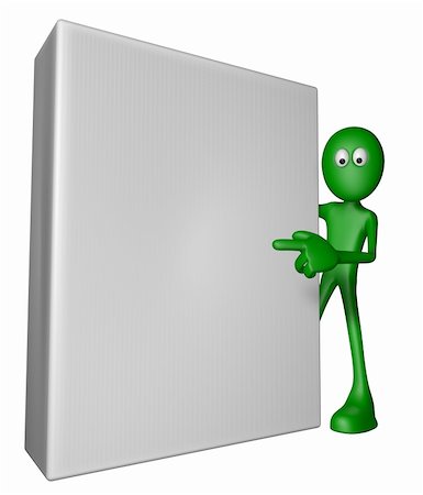 simsearch:400-06093764,k - green guy with blank box - 3d illustration Photographie de stock - Aubaine LD & Abonnement, Code: 400-06365988