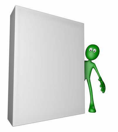 simsearch:400-06093764,k - green guy with blank box - 3d illustration Photographie de stock - Aubaine LD & Abonnement, Code: 400-06365995