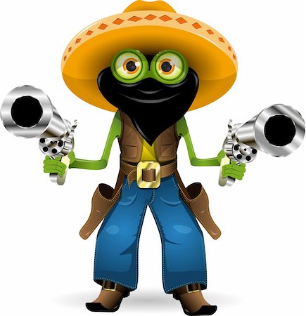 simsearch:400-06326877,k - Illustration criminal frog in hat with two guns Stockbilder - Microstock & Abonnement, Bildnummer: 400-06366255