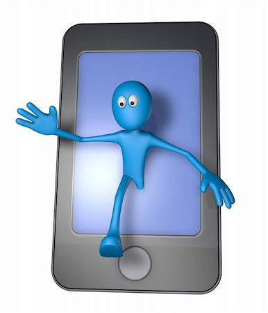 simsearch:400-08404609,k - blue guy and smartphone - 3d illustration Stock Photo - Budget Royalty-Free & Subscription, Code: 400-06366321