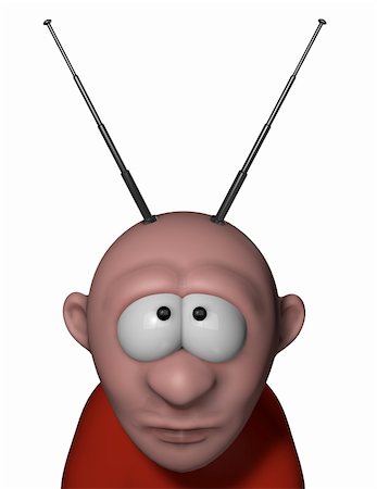 electricity humor - cartoon man with antenna on his head - 3d illustration Stock Photo - Budget Royalty-Free & Subscription, Code: 400-06366465