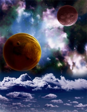simsearch:400-04363086,k - A beautiful space scene with planets and nebula Stockbilder - Microstock & Abonnement, Bildnummer: 400-06366509