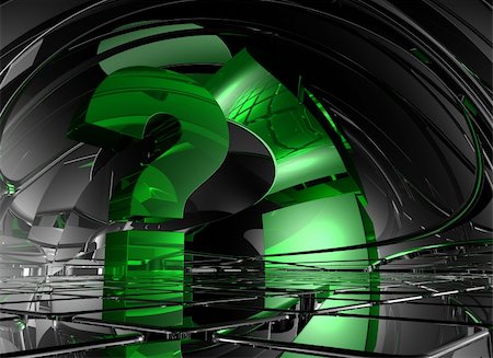 puntuación - question mark in abstract futuristic space - 3d illustration Foto de stock - Super Valor sin royalties y Suscripción, Código: 400-06366748