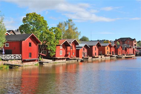 finland landmark - Porvoo, Finland. Old wooden red houses on the riverside Stock Photo - Budget Royalty-Free & Subscription, Code: 400-06366814