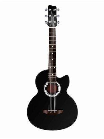shadow acoustic guitar - acoustic classic guitar illustration isolated on white background, vector Stock Photo - Budget Royalty-Free & Subscription, Code: 400-06367120