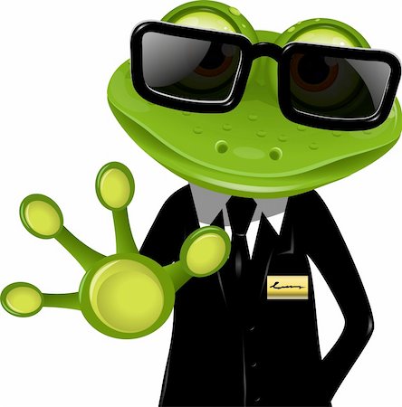 frog graphics - frog security guard in a black suit Foto de stock - Super Valor sin royalties y Suscripción, Código: 400-06367122