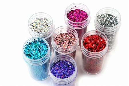 ruzanna (artist) - Colorful nail glitters isolated on white background. Fotografie stock - Microstock e Abbonamento, Codice: 400-06367322