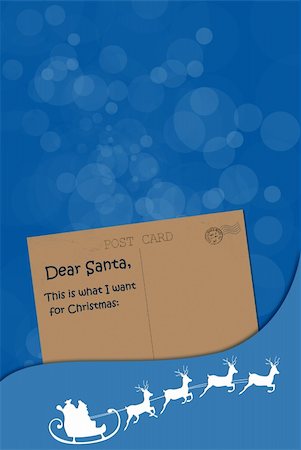 Letter to Santa Claus, blue vertical background Stock Photo - Budget Royalty-Free & Subscription, Code: 400-06360158