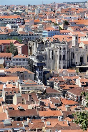 Lisbon panorama, Portugal, buildings, roofs, churches Stockbilder - Microstock & Abonnement, Bildnummer: 400-06360247