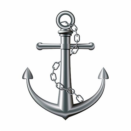 Anchor with chain on white background. Vector illustration Stock Photo - Budget Royalty-Free & Subscription, Code: 400-06360267