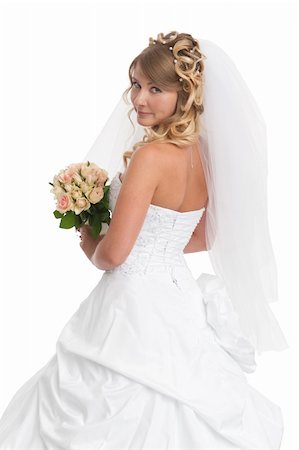 elegant bride hairstyle - Beautiful bride posing Foto de stock - Super Valor sin royalties y Suscripción, Código: 400-06360522