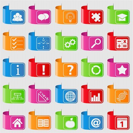 Set of tabs with education icons, vector epsp10 illustration Stock Photo - Budget Royalty-Free & Subscription, Code: 400-06360685