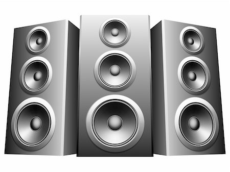 stereo - Three big speakers in a row. Stock Photo - Budget Royalty-Free & Subscription, Code: 400-06360862