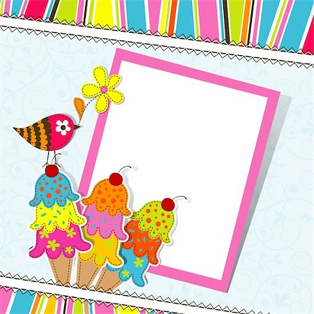 scrapbook for birthday - Template greeting card, scrapbook vector illustration Stock Photo - Budget Royalty-Free & Subscription, Code: 400-06360877