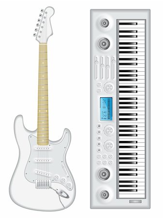 Isolated image of guitar and synthesizer. Vector illustration. Stock Photo - Budget Royalty-Free & Subscription, Code: 400-06361462