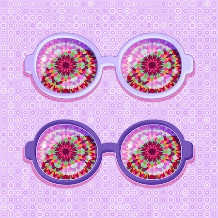Violet Frame with Abstract Flower Glasses. Vector Accessory Illustration Stock Photo - Budget Royalty-Free & Subscription, Code: 400-06361523