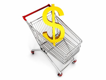 simsearch:400-08554585,k - Metal cart  with a dollar sign which is made of gold Stock Photo - Budget Royalty-Free & Subscription, Code: 400-06361538