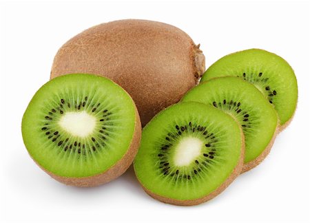 simsearch:400-06093322,k - Ripe kiwi fruits with slices isolated on white background Photographie de stock - Aubaine LD & Abonnement, Code: 400-06362861