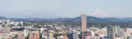 simsearch:400-07039722,k - Portland Oregon Downtown Cityscape with Mount Hood Panorama Stock Photo - Budget Royalty-Free & Subscription, Code: 400-06363100