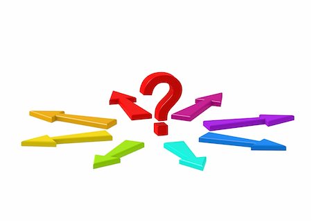 question concepts - Computer Generated Image - Question Mark and Many Arrows Stock Photo - Budget Royalty-Free & Subscription, Code: 400-06363199