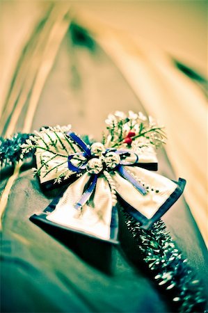 Bow at the curtain. Christmas decoration Stock Photo - Budget Royalty-Free & Subscription, Code: 400-06363223