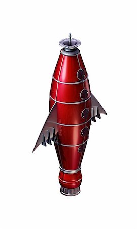 rocket flames - red space rocket isolated on white background Photographie de stock - Aubaine LD & Abonnement, Code: 400-06363254
