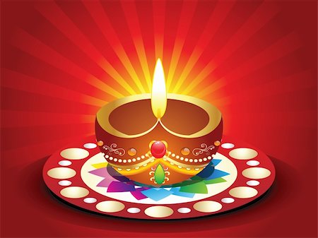 divine lamp light - abstract diwali background vector illustration Stock Photo - Budget Royalty-Free & Subscription, Code: 400-06363900