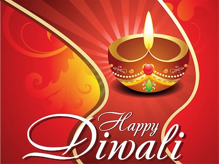 divine lamp light - abstract diwali card with floral vector illustration Stock Photo - Budget Royalty-Free & Subscription, Code: 400-06363901