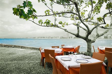 Restaurant near the sea at Peñiscola(Spain) Stock Photo - Budget Royalty-Free & Subscription, Code: 400-06384161