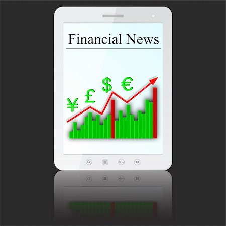 simsearch:400-04907702,k - Financial News on white tablet PC computer  isolated on white background. Vector  illustration. Stock Photo - Budget Royalty-Free & Subscription, Code: 400-06384208