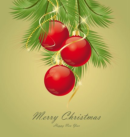 Vector Christmas background decorated with branches Stock Photo - Budget Royalty-Free & Subscription, Code: 400-06384504