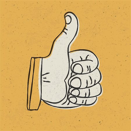 social media likes - Retro styled thumb up symbol on yellow textured background. Vector illustration, EPS10 Stock Photo - Budget Royalty-Free & Subscription, Code: 400-06384576