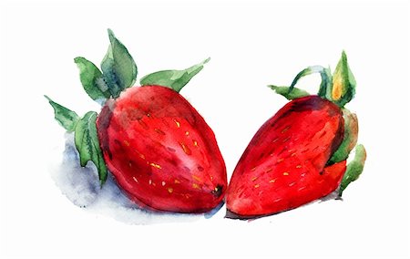 Watercolor illustration of strawberry Foto de stock - Super Valor sin royalties y Suscripción, Código: 400-06384743