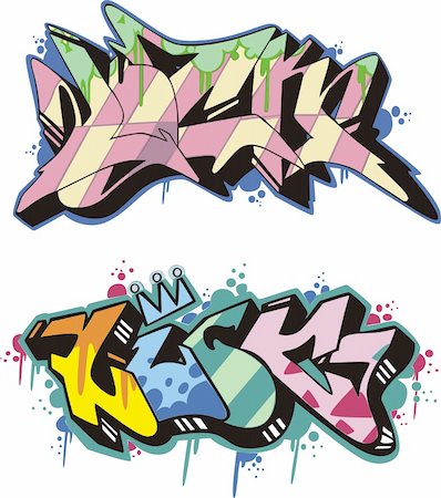 painted words - Graffito text design - luck. Color vector illustration. Stock Photo - Budget Royalty-Free & Subscription, Code: 400-06384800