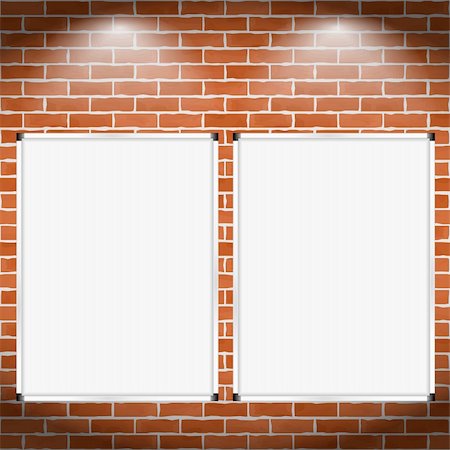 Two vertical billboards on brick wall, vector eps10 illustration Stock Photo - Budget Royalty-Free & Subscription, Code: 400-06384961